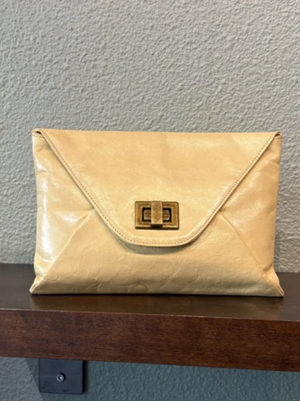 Hobo International Cream Leather Envelope Clutch